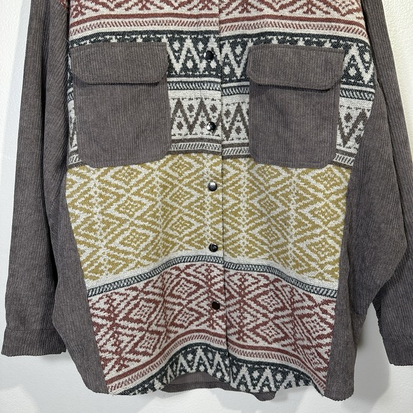 Davi & Dani Western Shacket Womens Size L Button Down Shirt Corduroy Blanket - Picture 4 of 10